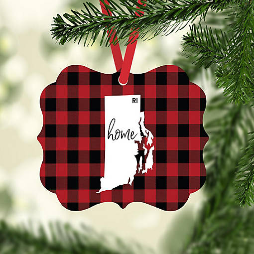 Plaid Fancy Frame Ornament Rhode Island