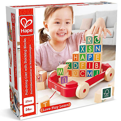 Play Essentials: Pull Along: Cart W/ Stacking Blocks