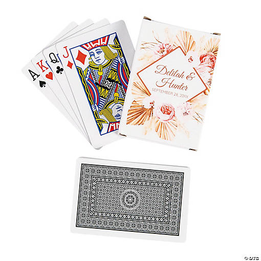 Playing Cards with Boho Neutral Personalized Box - 12 Pc.