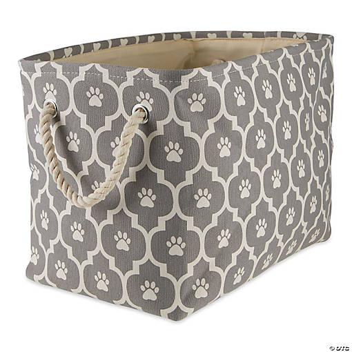 Polyester Pet Bin Lattice Paw Gray Rectangle Small