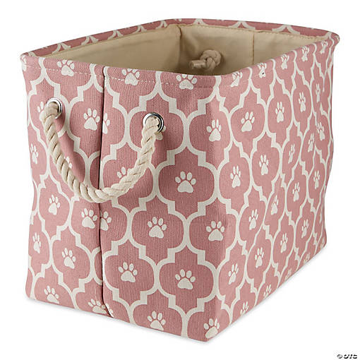 Polyester Pet Bin Lattice Paw Rose Rectangle Medium