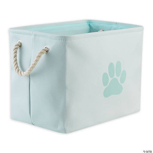 Polyester Pet Bin Paw Aqua Rectangle Medium 16X10X12
