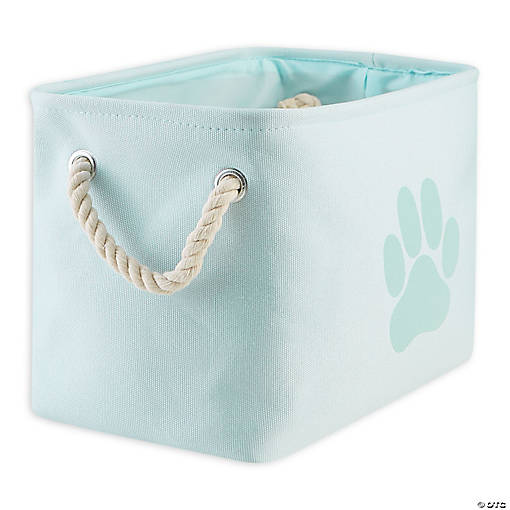 Polyester Pet Bin Paw Aqua Rectangle Small 14X8X9