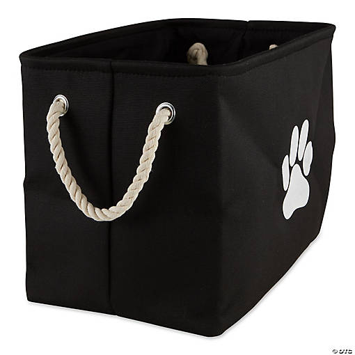 Polyester Pet Bin Paw Black Rectangle Medium
