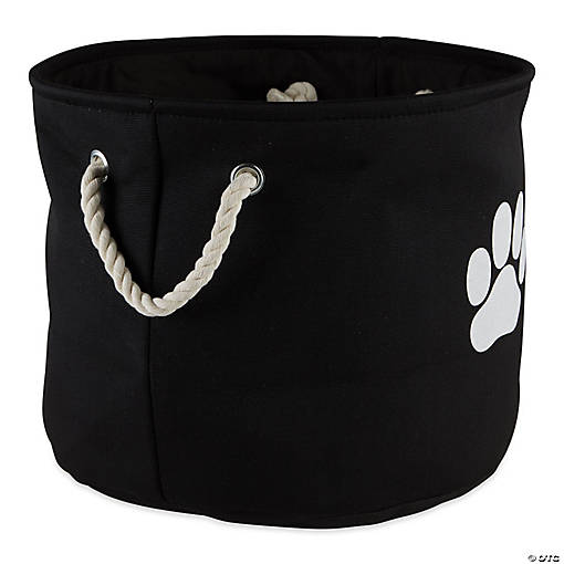 Polyester Pet Bin Paw Black Round Small