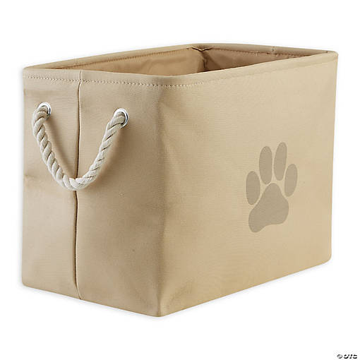 Polyester Pet Bin Paw Taupe Rectangle Medium 16X10X12