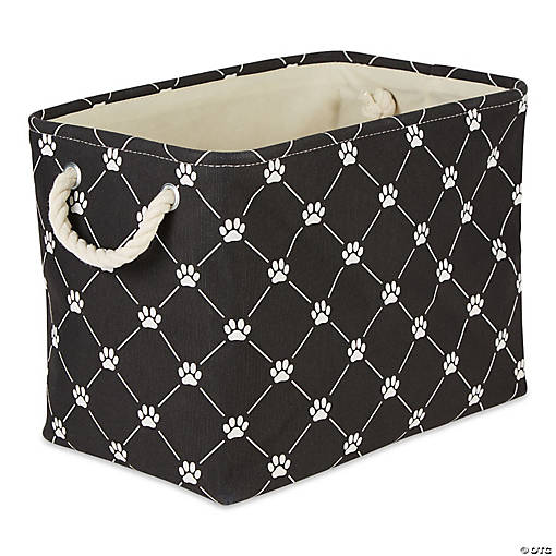 Polyester Pet Bin Trellis Paw Black Rectangle Small