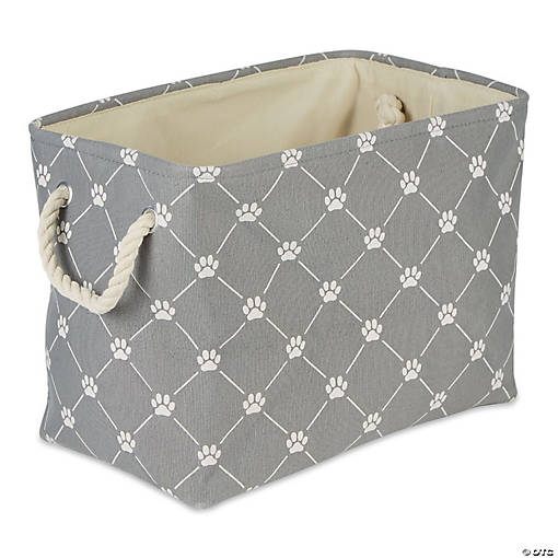 Polyester Pet Bin Trellis Paw Gray Rectangle Small
