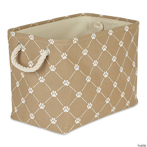Polyester Pet Bin Trellis Paw Taupe Rectangle Small