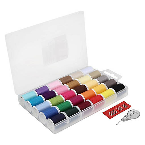 Polyester Thread Set, 30 Colors, 50 Yards Each, Includes Needles &amp; Threader for Sewing