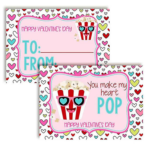 Popcorn Classroom Valentines 30pc. by AmandaCreation