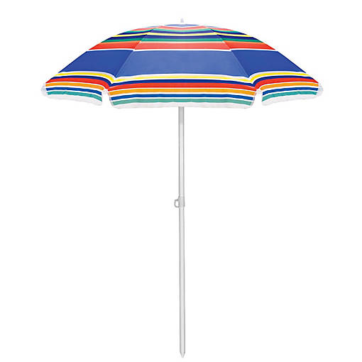 Portable Beach Umbrella - Multicolor Stripe Pattern