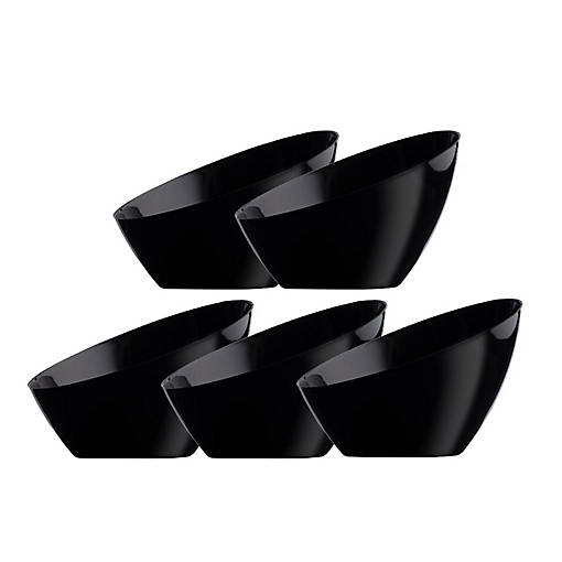 Posh Setting Black Angled Plastic Small Serving Bowls - 8 oz. - 5 Pack
