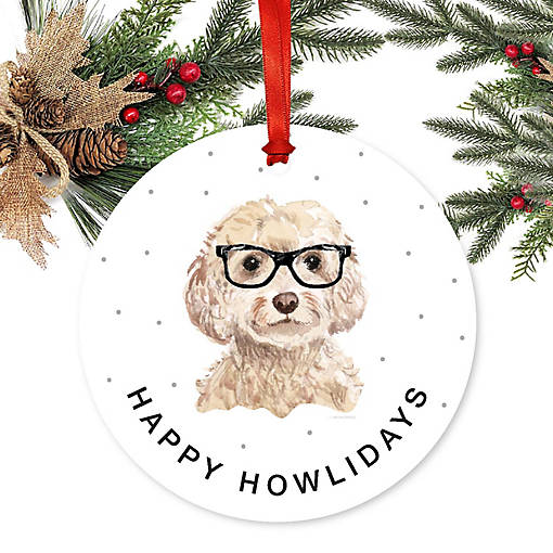 Preppy Metal Ornament Champagne Cockapoo