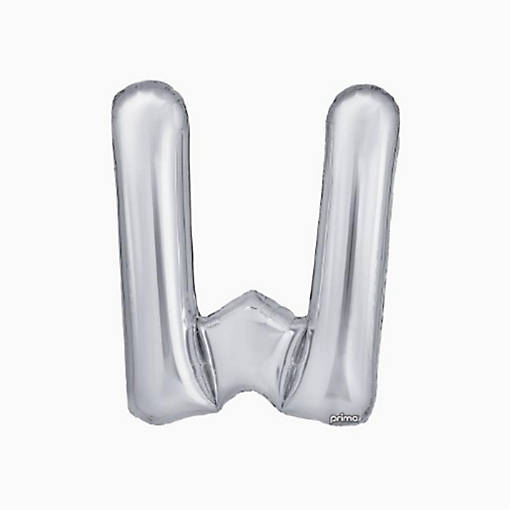 Prima - 16" - Silver - Foil Balloon Letters W