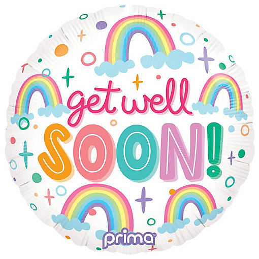 Prima - 18" - Multicolor - Get Well Soon Rainbow Balloon