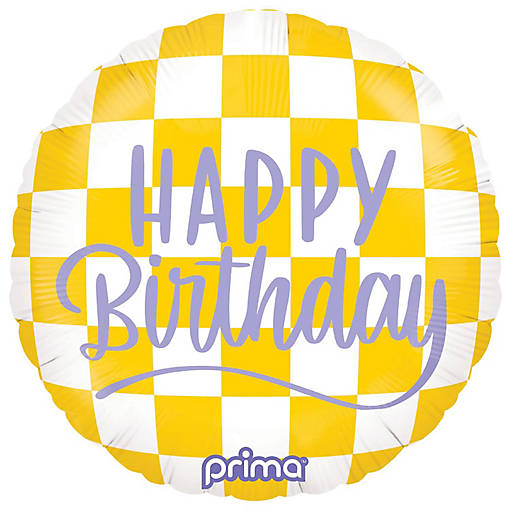Prima - 18" - Multicolor - Happy Face Checker Balloon