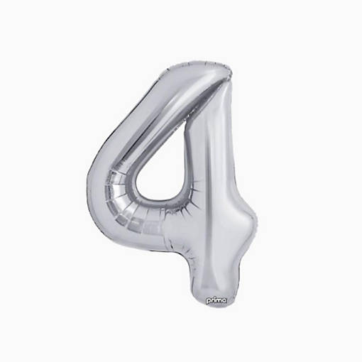 Prima - 34" - Silver - Foil Balloon Number 4
