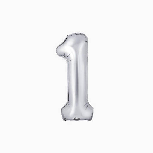 Prima - 34" - Silver - Foil Number '1' Balloon