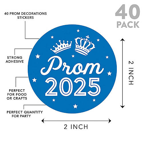 Prom Night Round Sticker Blue, 40PC