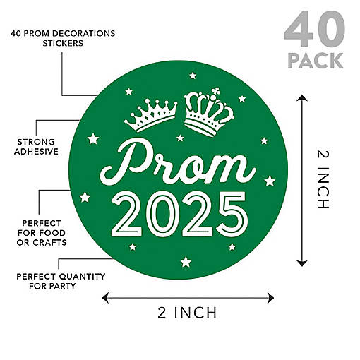 Prom Night Round Sticker Green, 40PC