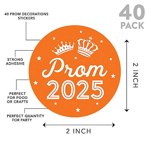 Prom Night Round Sticker Orange, 40PC