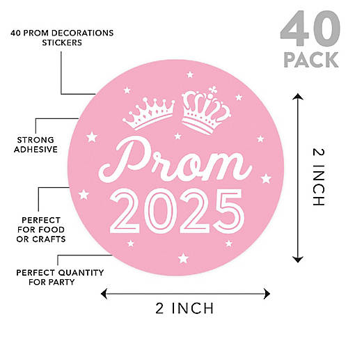 Prom Night Round Sticker Pink, 40PC