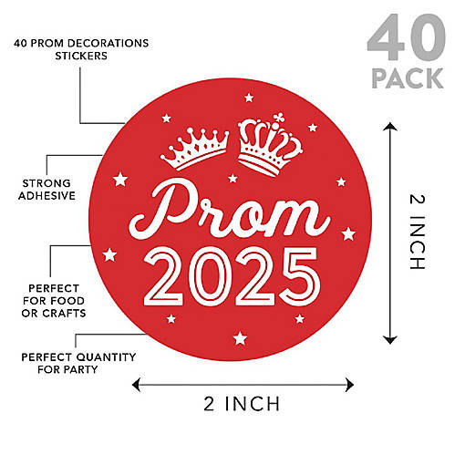 Prom Night Round Sticker Red, 40PC