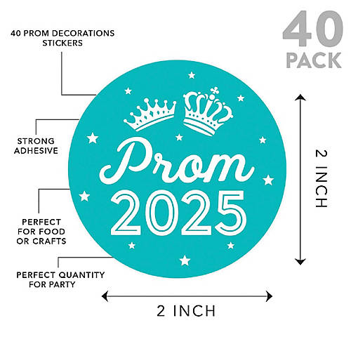 Prom Night Round Sticker Teal, 40PC