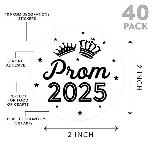 Prom Night Round Sticker White, 40PC