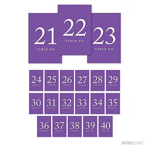 Purple Table Numbers 21 40