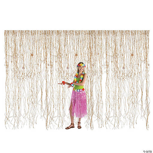 Raffia with Shells Curtain Backdrop