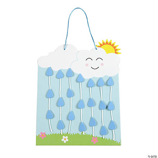 Rain Clouds with Yarn Sign Craft Kit - Makes 12