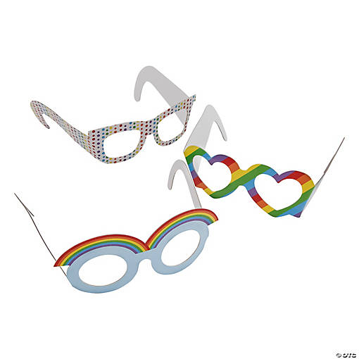 Rainbow Paper Glasses - 12 Pc