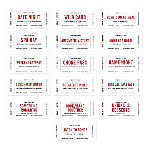 Red and White Love Coupons for Couples