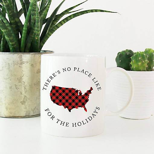 Red Buffalo Plaid America Ceramic Mug