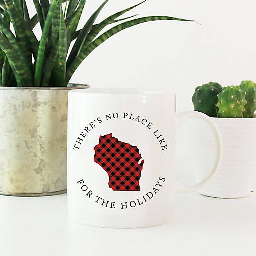 Red Buffalo Plaid Wisconsin Ceramic Mug