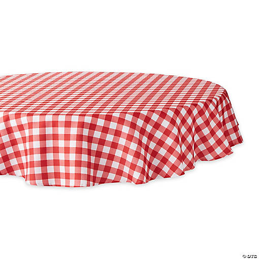 Red Check Outdoor Tablecloth 60 Round