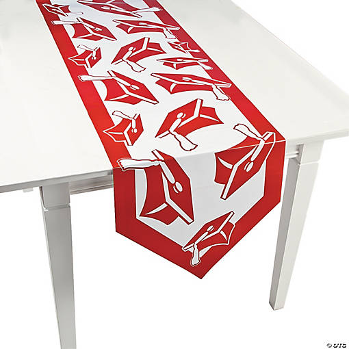 Red Congrats Grad Paper Table Runner