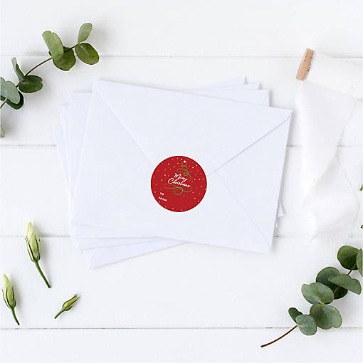 Red Green Christmas Tree To/From Labels