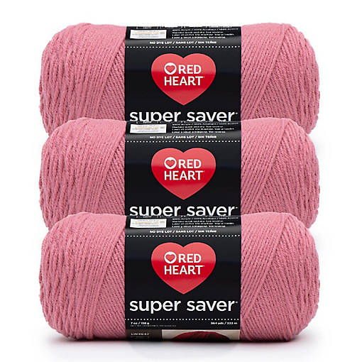 Red Heart Super Saver Yarn 3/Pack-Light Raspberry