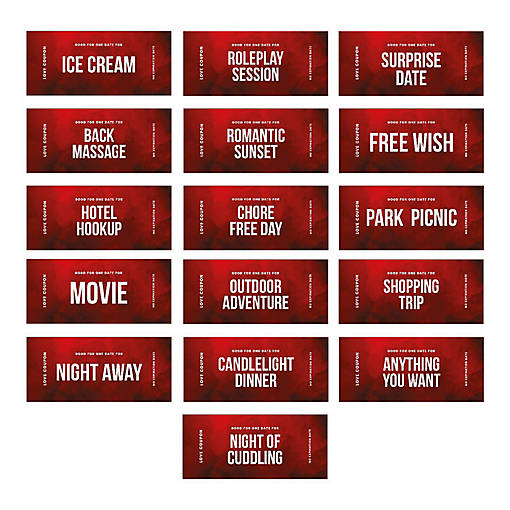 Red Romantic Love Coupons for Couples