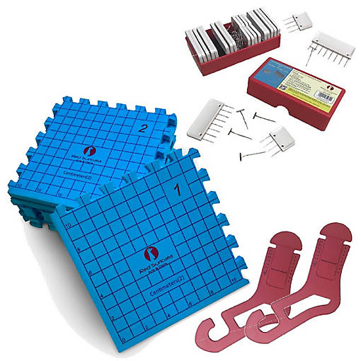 Red Suricata Knit Blocking Bundle &amp;#8211; Thick Blocking Mats with Centimeters Grid &amp; Knit Blocking Comb Set &amp; Adjustable Sock Blockers