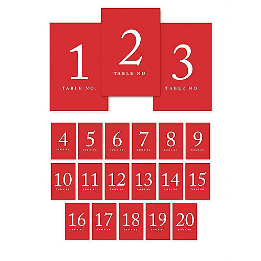 Red Table Numbers 1 20 4x6