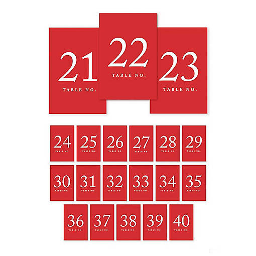 Red Table Numbers 21 40 4x6