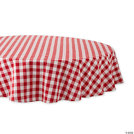 Red-White Checkers Tablecloth 70 Round