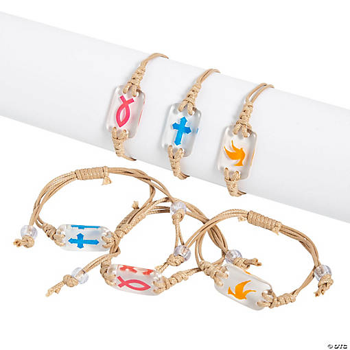 Religious Stone Icon Bracelets - 12 Pc.