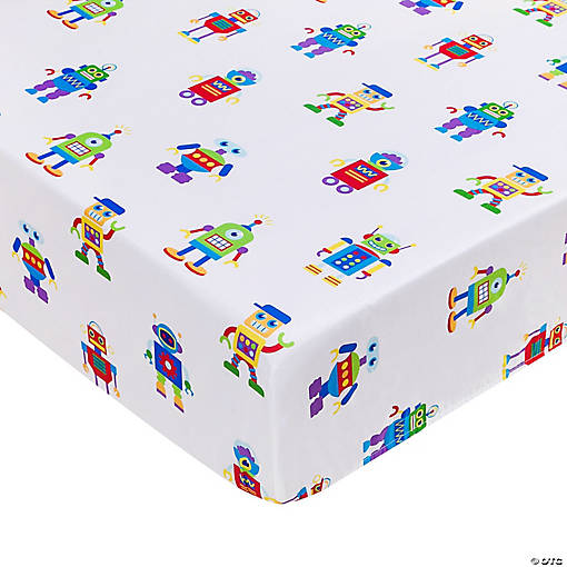 Robots Microfiber Fitted Crib Sheet