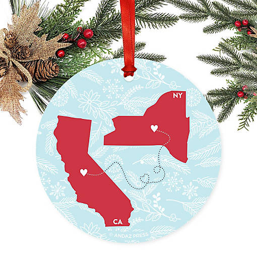Round Keepsake Ornament, CA &amp; NY