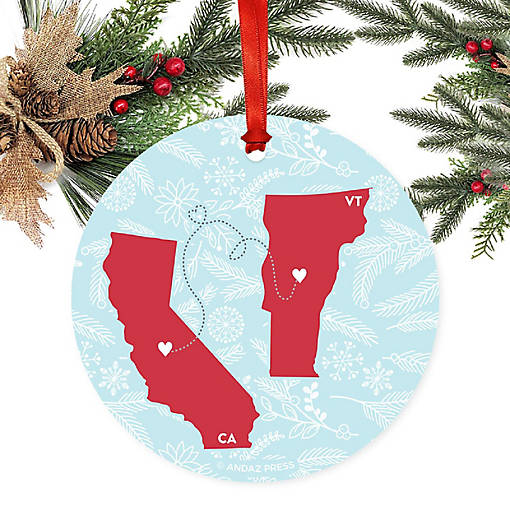Round Keepsake Ornament, CA &amp; VT
